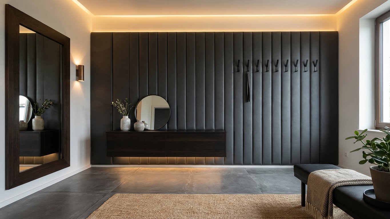 Прихожая с вертикальными кожаными панелями LoftLine