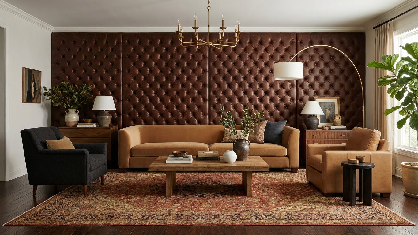 Кожаная конструкция Leather-Wall для гостиной