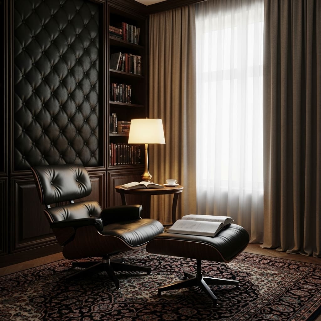 Tufted Wall Panels in the Reading Nook