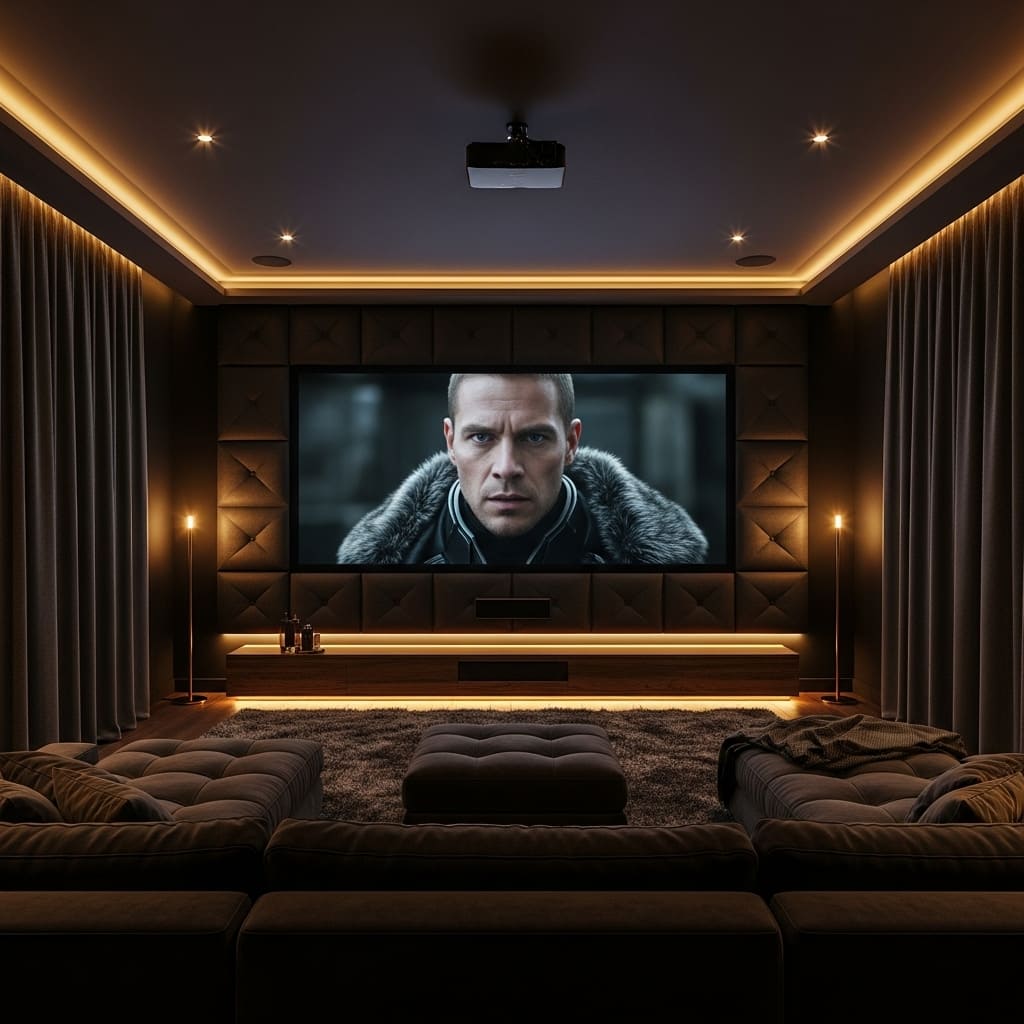 Tufted Wall Panels in the Home Theater