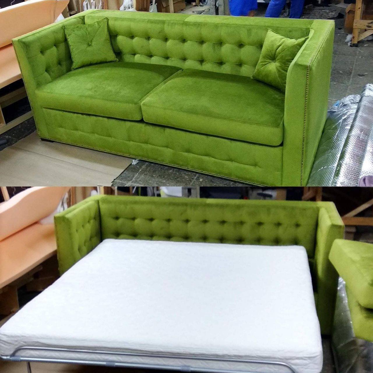 мягкие панели в гостиную velyur zelenyj