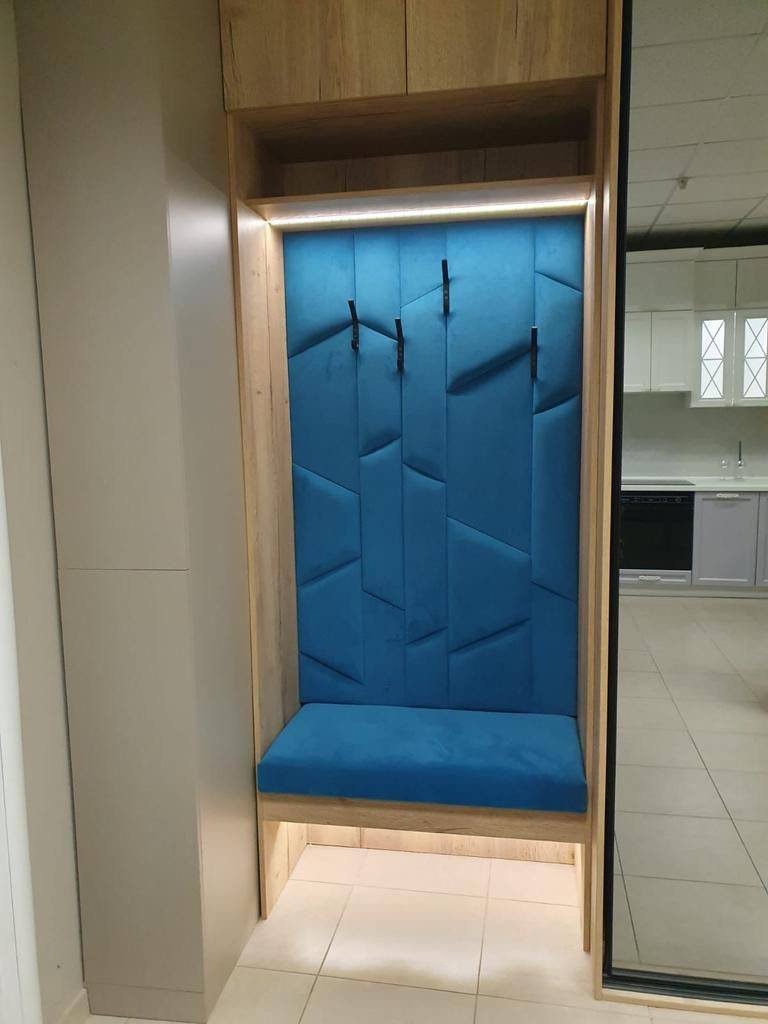 мягкие панели в прихожую velyur sinij